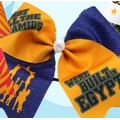 Hair Bows w/ Logo - Gold/Navy Blue